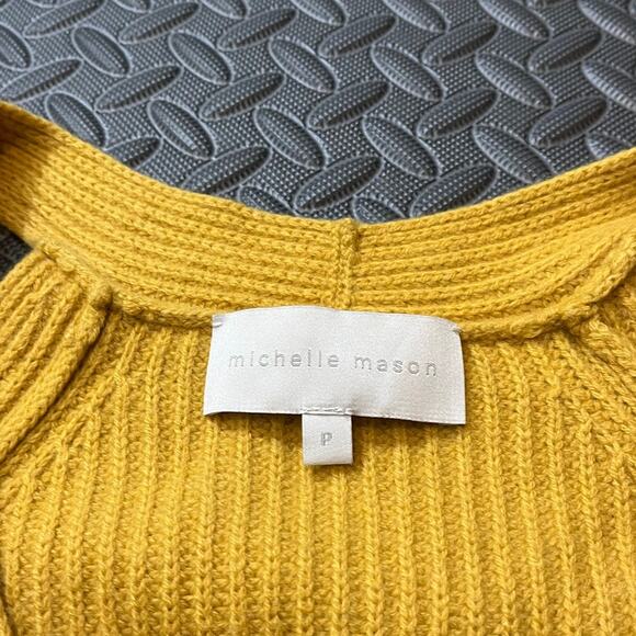 Michelle Mason Wool Cashmere Cold Shoulder Sweater Mustard Yellow Womens P XS - Picture 2 of 7